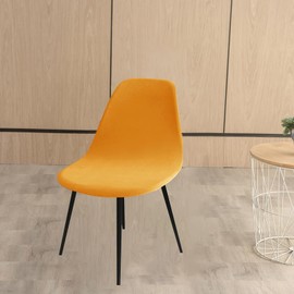 LIFEDX Velvet Chair Covers, Set of 2, Stretch Shell Chair Covers for Dining Room Chairs, Kitchen Chairs, Chair Cover, Universal, Removable, Washable, Non-Slip, Gold, 2 Pieces