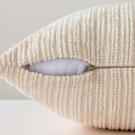 Allorry Decorative Couch Throw Pillow Covers 22x22 Set of 2 Soft White Chenille Pillow Covers Boho Textured Square Cushion Covers for Modern Farmhouse Sofa Bedroom Living Room Decor SY007-A22