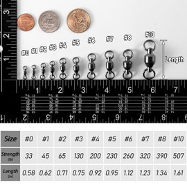 Alwonder 30-Pack Ball Bearing Swivels Fishing Tackle, High Strength Stainless Steel Solid Welded Rings Barrel Swivels Hook Line Connector with Black Nickel Coating Saltwater Freshwater Fishing #10