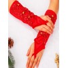 GEMILY Red Christmas Fingerless Gloves Sequin Long Glitter Gloves for