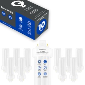 GoodBulb 26 Watt CFL Light Bulbs 4 Pin GX24Q-3 Base 5000K Daylight 26W High Output 1800 Lumens Triple Tube Compact Fluorescent Light Bulbs Plug-in 10 Pack