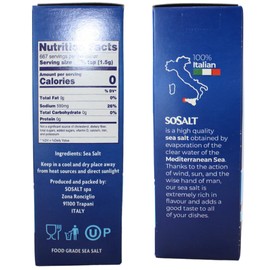 Kosher Certified Coarse Sea Salt from Sicily, 3 lbs (1.36 Kg), SoSalt, Sea Salt from Trapani, Naturally Farmed, Large Crystal, Great for Cooking, Table Seasoning Recipes, Finishing and More, Product of Italy
