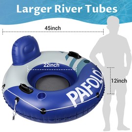 River Tubes for Floating Heavy Duty, Pool Float Adult, 45" Inflatable Float Tube for Beach Lake Rafting, River Floats with Mesh Bottom