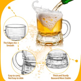INFTYLE Beer Mug, Shot Glasses 2 oz Steins Beer Glass Mini Mason Clear Mugs Small Juice Cups Tasting Glasses for Drinking Beer Festival (Glass, 24 pack-2oz)