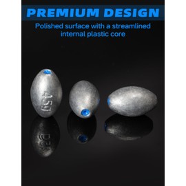 BLUEWING Egg Sinkers Fishing Weights Oval Shaped Fishing Sinkers Lead Fishing Sinker for Saltwater Fishing，1 oz, 10pcs