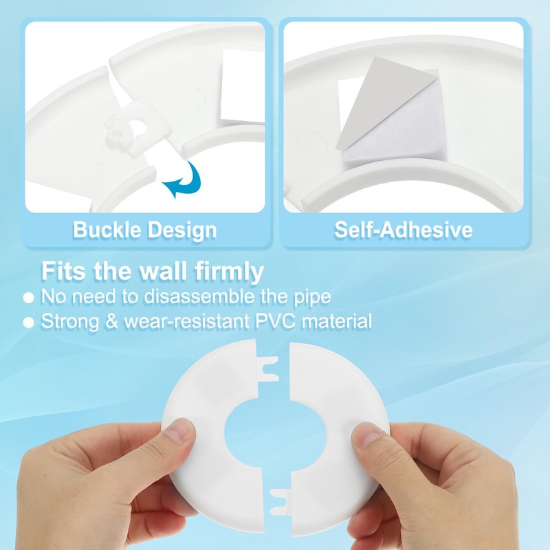 PATIKIL Wall Split Flange 2.52" (64mm),2 Pcs ABS Round Self-Adhesive