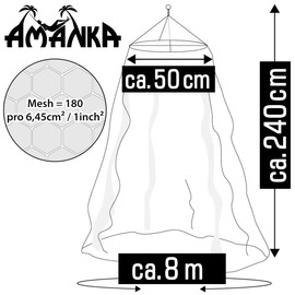AMANKA Mosquito Net 2.4 x 8 m Star Bed Canopy Fly Net fire-Retardant Grey White