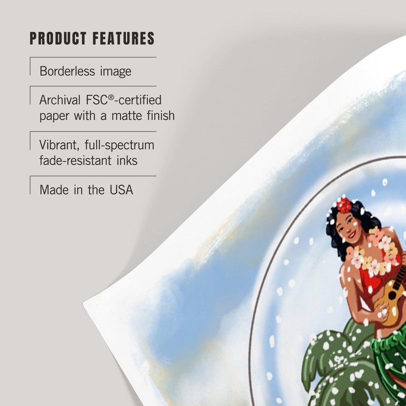 Lantern Press 24x36 Inch Giclee Print, Hula Girl in Snow