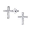 Premium Sterling Silver Cross Stud Earrings with Cubic Zirconia Stones
