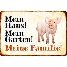 Schatzmix Tin Sign Pig My House! My Garden! Metal Wall Decoration 20 x 30 cm Tin Sign