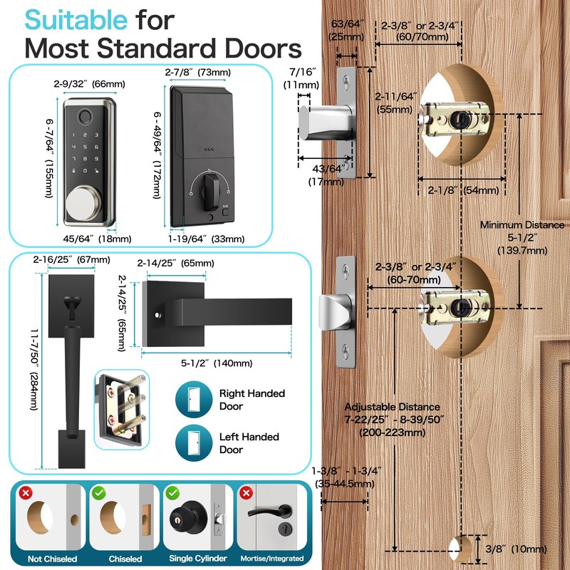Keyless Entry Door Lock Deadbolt with Handle Set, Smart Locks