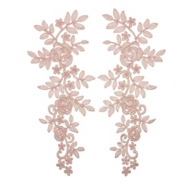 MMvolesy - 1 par de parches de encaje rosa para vestido de boda, bordado para costura, decoración de disfraces, parches de costura, manualidades, 13.75 x 5.5 pulgadas