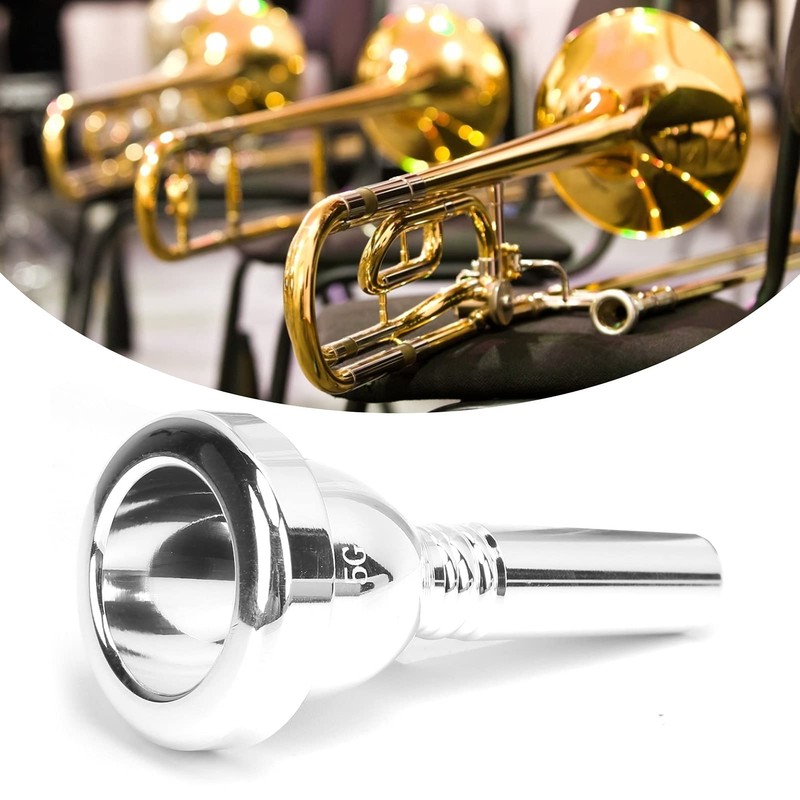 Trombone Mouthpiece, Brass, Portable, Silver-Plated Professional Mouthpiece for Most Tenor