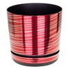 KORAD Red with silver strips plastic round indoor flowerpot with