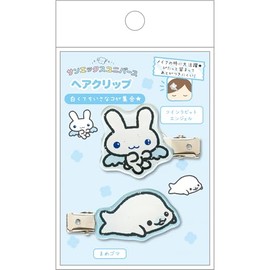 San-X Universe FE46804 Hair Clip, Twin Rabbit Angel & Blisters Sesame H1.5 x W1.8 x D0.4 inches (H38 x W46 x D11 mm)