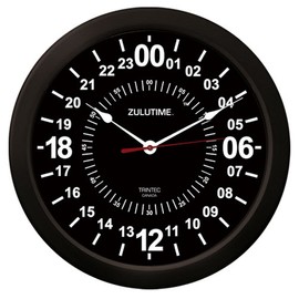 (トリンテック) TRINTEC ZULUTIME 壁掛時計 （黒） 24時間時計 10インチ
