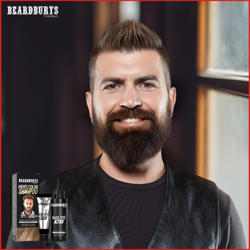 Beardburys Shampoo 5N Light Brown Beard Dye 87% Natural Ammonia