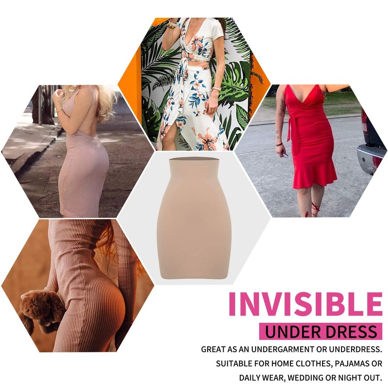 SLIMBELLE Seamless Half Slips for Women Under Dresses Cool Comfort