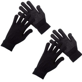 2 Pairs Black Driving Equestrian Running Outdoor Sports Black Mens Boys Girls Women Warm Full Finger Gripper Gloves