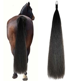 Horse Tail Extensions, Natural Real Horse Hair, False/Fake Horse Tail, 4/8 lb, 28-30 inches (Natural Black)