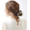 VINGTAINE HS-127-BE Botanical Pattern Scrunchie, Simple, Casual, Daily Chiffon Hair