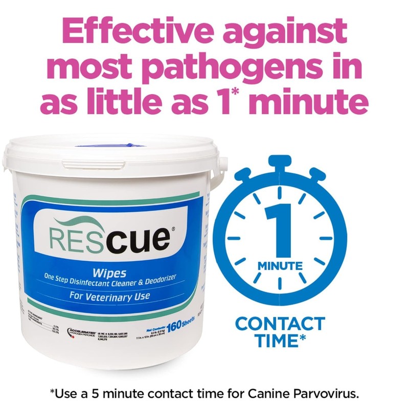 REScue One-Step Disinfectant Cleaner & Deodorizer Wipes for Vet Use