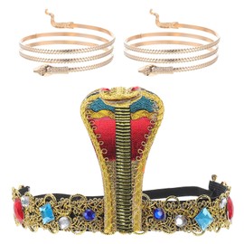 Beavorty 1 Juego Pulsera Con Diadema De Serpiente Diadema Elástica De Serpiente Accesorios De Disfraz De Egipcia Para Mujer Cosplay Estatua De Metal Con Cuentas Articulos De Ropa Novia