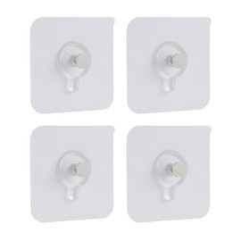 GWOZI Seamless Screws for Wall - Drill Free Adhesive Hooks 4 Pcs - Self Adhesive Wall Mount - Waterproof Screw Free Stickers for Hanging in Kitchen, Bathroom and Office, Transparent