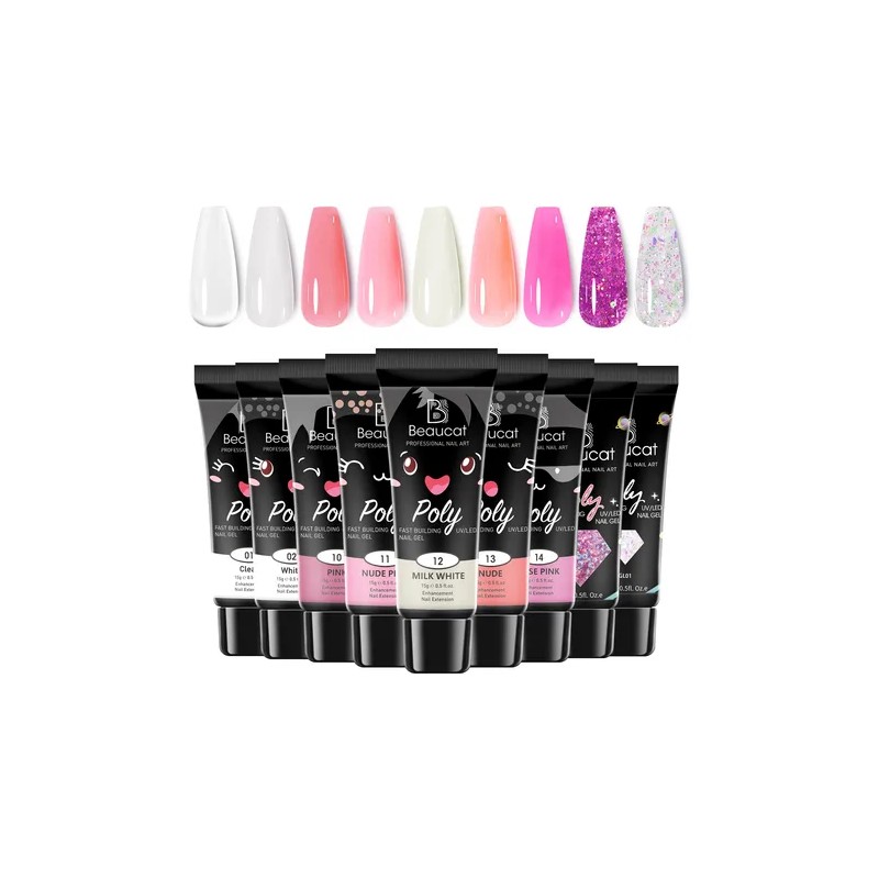 Kit Para De Uñas Polygel Completo Acrilicas Beaucat 18 Pcs