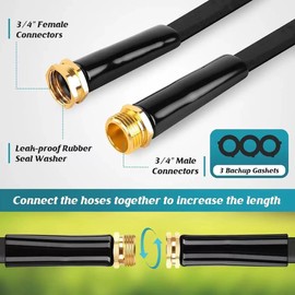 50ft Garden Hose with Spray Nozzle – Non-Expandable, Flexible, Lightweight, Leak-Resistant Water Hose & Water Pipe 3/4", Ideal for Yard, Lawn, Outdoor Use