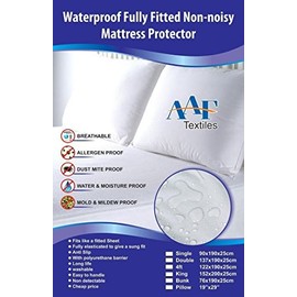Double Waterproof Fitted Sheet Mattress Protector Non Noisy Breathable Double 54x75x9Inches Breathable|Anti Allergy|Anti Dust Mite|Anti Sneezing|Anti Itching|Wipe off with Wet cloth (Waterproof Fitted Sheet, Double)