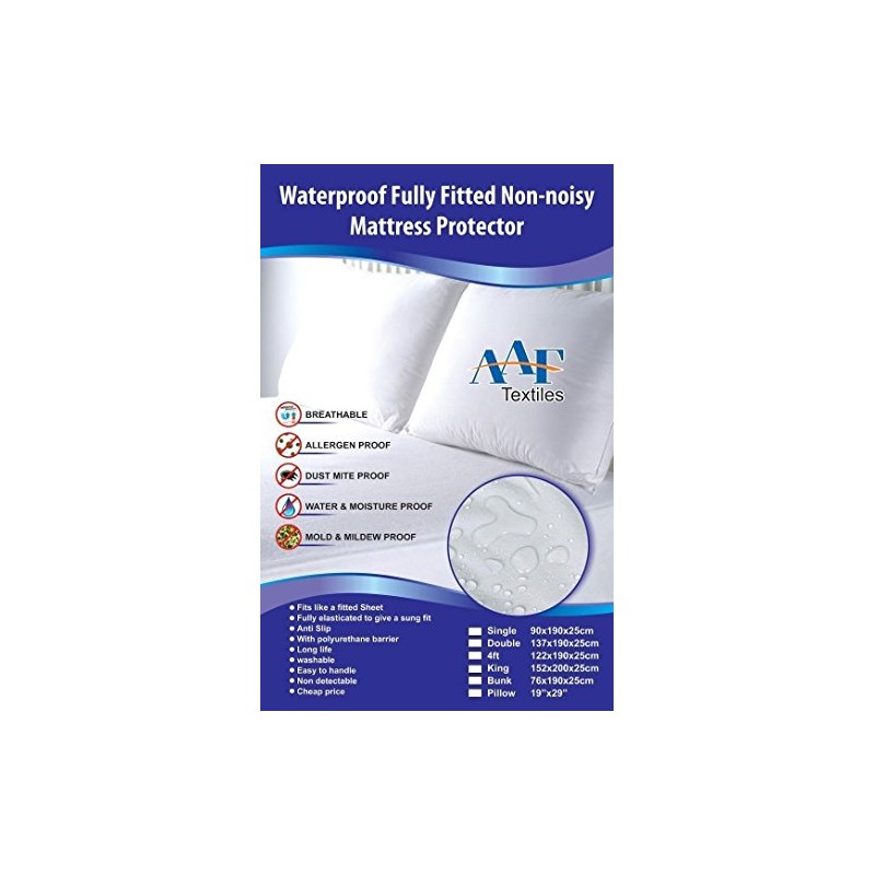 Double Waterproof Fitted Sheet Mattress Protector Non Noisy Breathable Double