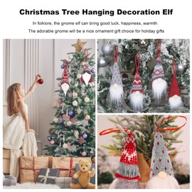 4 Pcs Party Decorations, Christmas Tree Hanging Gnomes Ornaments Scandinavian Santa Swedish Tomte Handmade Plush Gnomes Santa Elf Table Hanging Dolls for Christmas Decor