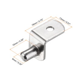 sourcing map 24pcs Shelf Support Peg 6mm/0.24" L-Shaped Steel Bracket Pegs with Pin Shelf Peg Shelf Clips for Furniture Bookcase Wardrobe Kitchen Cupboard, Silver Tone
