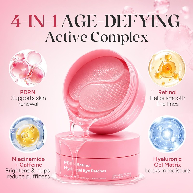 PDRN Retinol Hydrogel Eye Patches for Dark Circles & Puffiness