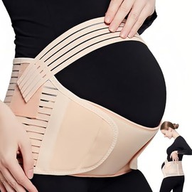 Ideal Swan 3 in 1 Pregnancy Support Belt, Adjustable Pregnancy Belly Band Back Support, Breathable Maternity Belly Bands Relieve Lower Back, Pelvic, and Hip Pain for Pregnancy, XL