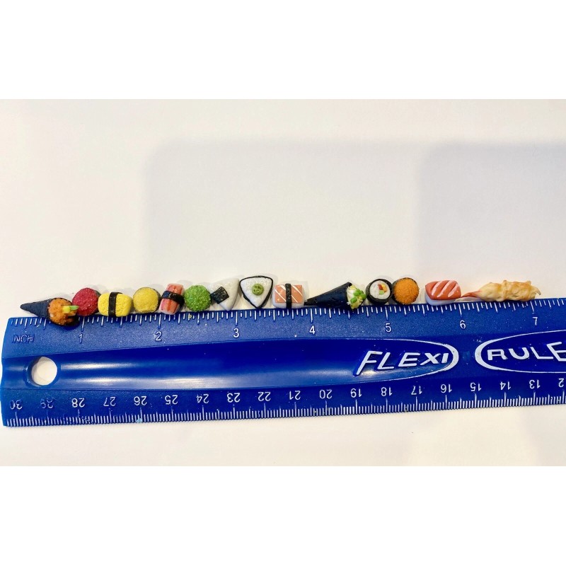 14 Pcs miniature dollhouse Handmade Clay sushi Hand roll Tempura