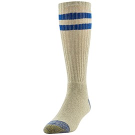 GOLDTOE Men's Harrington Crew Socks, Multipairs, Retro Stripe Oatmeal Assorted (6-Pairs), Shoe Size: 6-12.5