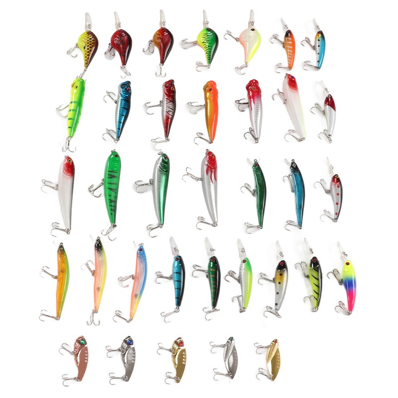 35Pcs Simulation Hard Bait Mixed Minnow Fishing Lure Kit Minnow