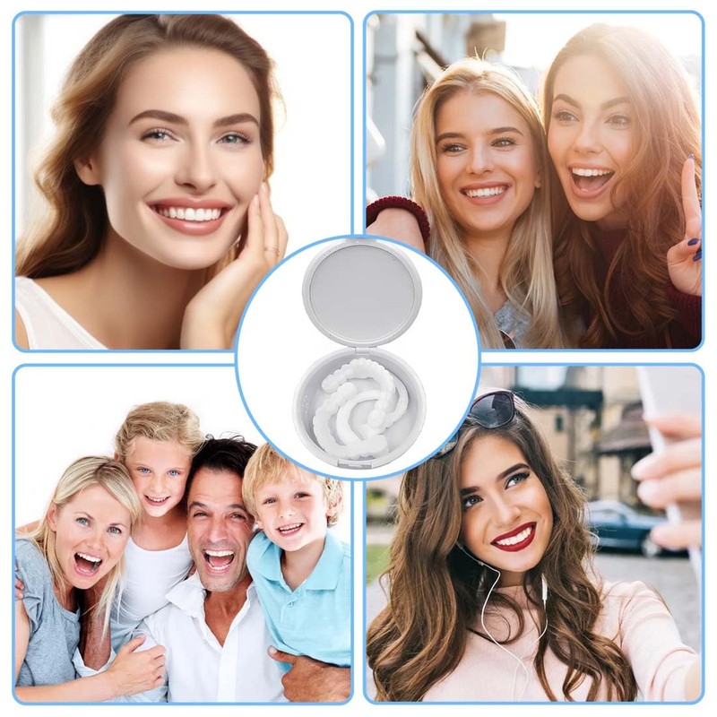 Teegxddy 4 Pairs Instant Veneers Dentures,Clip on Veneers Top and