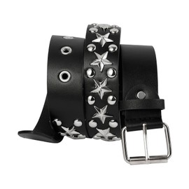 Manfnee Punk Belt Rivet Belt Women and Men Faux Leather Belt for Jeans Hip Hop Gothic Rock Belt, d:1pc