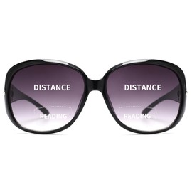 JM Classic Bifocal Reading Sunglasses for Women Vintage Reader Glasses Outdoor UV Protection Black +2.0