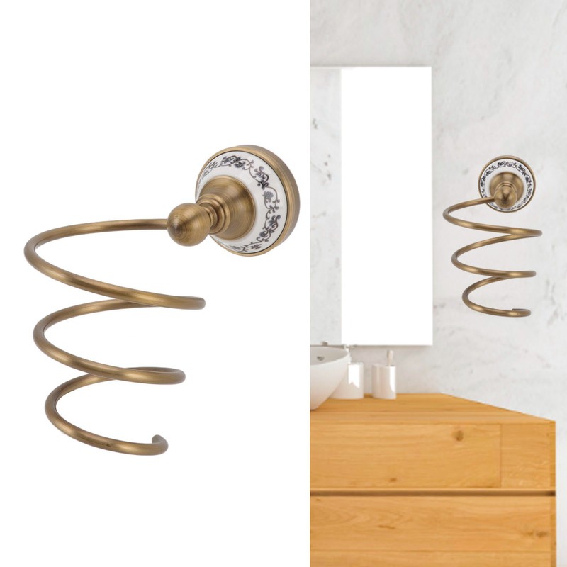 Brass Hair Dryer Holder Antique Retro Hairdryer Hanging Rack for