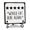 5" Funny Wooden Sign With Metal Stand -5 Stars Would Eat Here Again Kitchen Dining Room Wood Plaque, Gift For Women & Men, Home & Office Desk Decor & Accessories - C13