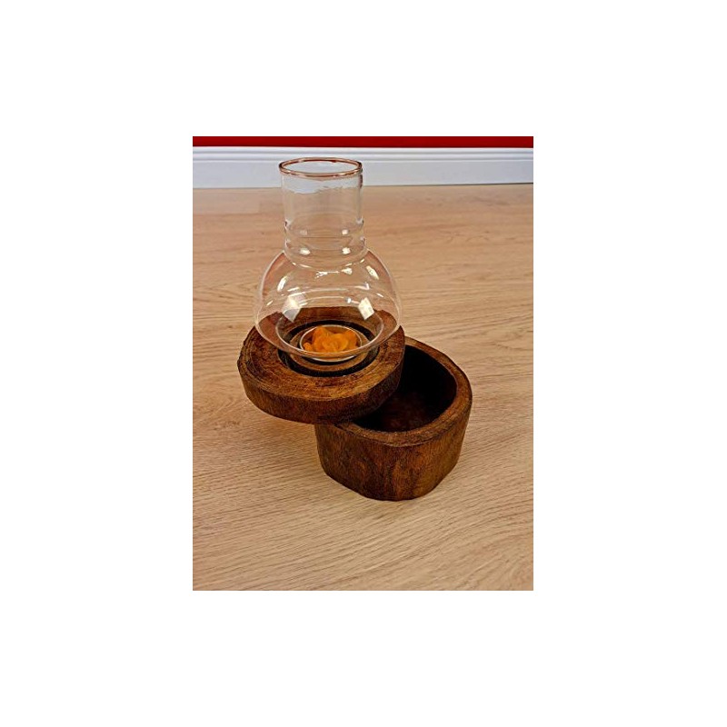 Kinaree Wooden Lantern with Tin - 17 cm Wooden Lantern