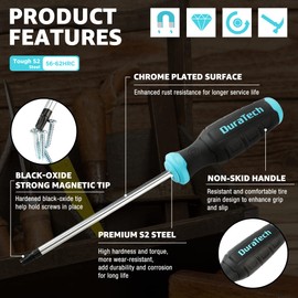 DURATECH 6-Piece Screwdriver Set, Magnetic Torx Screwdriver Set with 180° Rotating Storage Rack, Magnetic Tip, S2 Steel Shaft and Soft Handle, Screw Driver Set Kit for Fastening and Loosening