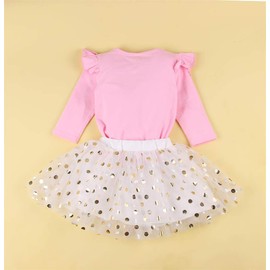 CM C&M WODRO Toddler Kids Baby Girls Birthday Princess Outfits Vest Sleeveless Tank Top Dot Mesh Tutu Skirt Set (C-Pink, 2-3T)