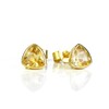 Citrine triangle stud earrings, everyday earrings, Vermeil Gold bezel set