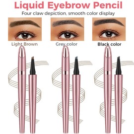 3D Waterproof Microblading Eyebrow Pen, 2024 Upgrade Magic Eyebrow Pencil,Long-Lasting Natural Brow Definition, Precision Tip Eyebrow Pencil for Flawless Makeup Results(Grey)