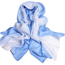 SNUG STAR Cotton Silk Scarf Elegant Soft Wraps Shade Scarves for Women, Gradient - Light Sky Blue